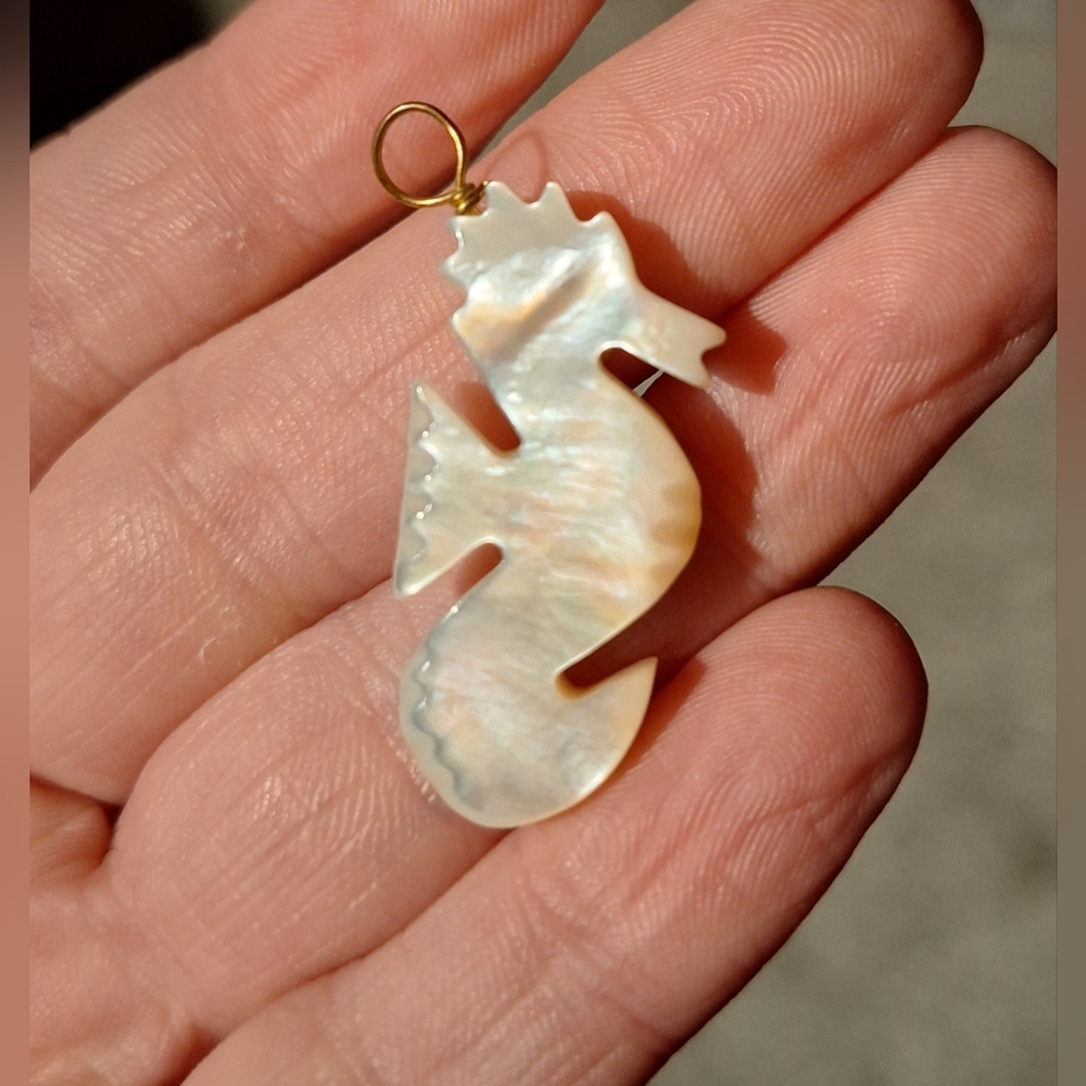 Polished Seashell Seahorse Pendant
